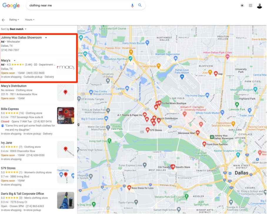location based ads on google